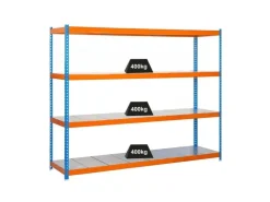 PROREGAL Schwerlastregal Big Metal Yeti Four HxBxT 200 x 150 x 45 cm Fachlast 400 kg Blau-Orange* Metallregale|Schwerlastregal