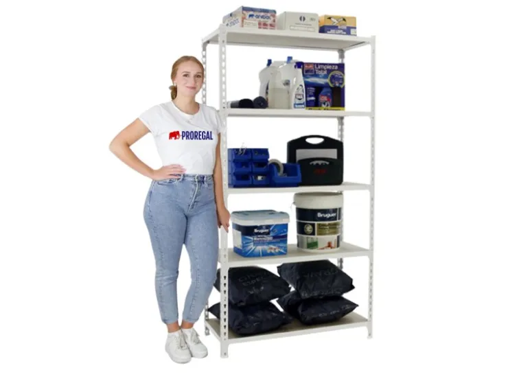 PROREGAL Schwerlastregal Muli HxBxT 180 x 80 x 40 cm 5 Fachböden Fachlast 150 kg Weiß* Kellerregale|Regal Weiß