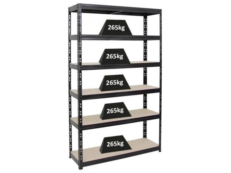 PROREGAL Schwerlastregal Giant Tiger HxBxT 200 x 120 x 40 cm Fachlast 265 kg 6-Ebenen Schwarz* Regale Schwarz|Kellerregale