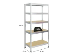 PROREGAL Schwerlastregal Rivet HxBxT 180 x 90 x 45 cm Fachlast 250 kg Innovatives Stecksystem