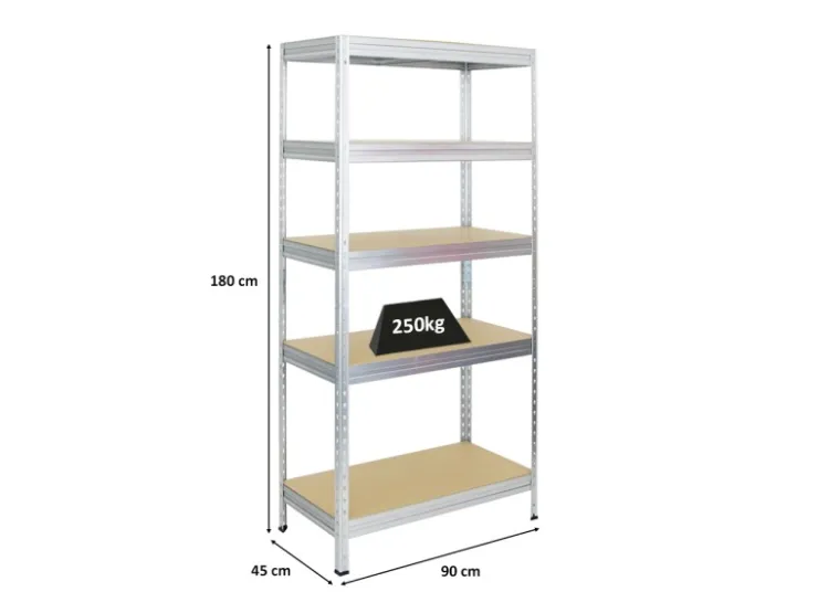 PROREGAL Schwerlastregal Rivet HxBxT 180 x 90 x 45 cm Fachlast 250 kg Innovatives Stecksystem