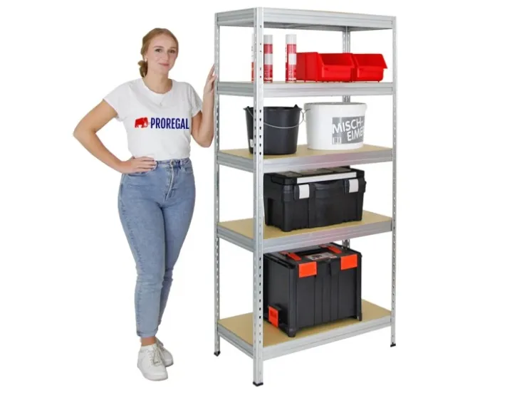 PROREGAL Schwerlastregal Rivet HxBxT 180 x 90 x 45 cm Fachlast 250 kg Innovatives Stecksystem