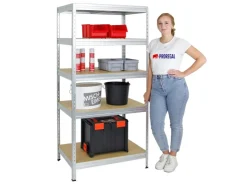 PROREGAL Schwerlastregal Rivet HxBxT 180 x 90 x 60 cm Fachlast 250 kg Innovatives Stecksystem* Metallregale|Kellerregale