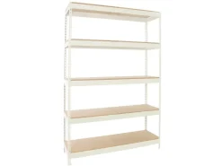 PROREGAL Schwerlastregal Wood Yeti Light Five HxBxT 200 x 120 x 60 cm Fachlast 300 kg Weiß