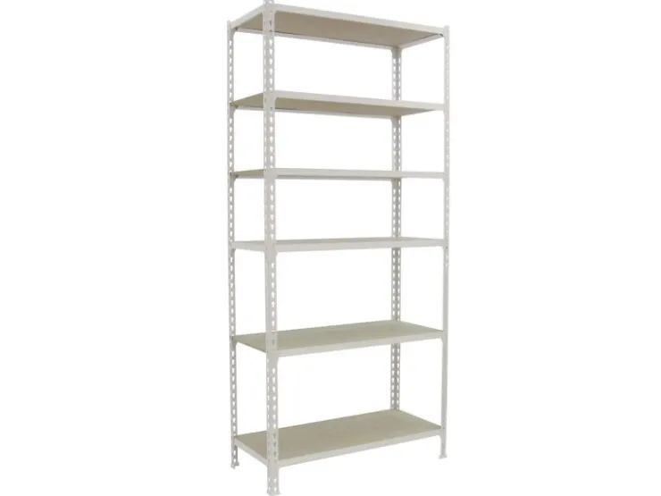 PROREGAL Schwerlastregal Giant Muli HxBxT 250 x 90 x 30 cm 6 Fachböden Fachlast 150 kg Weiß