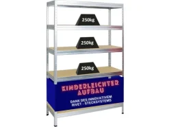 PROREGAL Schwerlastregal Rivet HxBxT 180 x 120 x 45 cm Fachlast 250 kg Innovatives Stecksystem