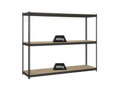 PROREGAL Schwerlastregal Mid Wood Yeti Three HxBxT 150 x 150 x 45 cm Fachlast 400 kg Anthrazit* Kellerregale|Schwerlastregal