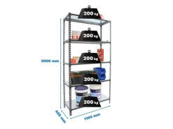 PROREGAL Schwerlastregal Big Metal Shark HxBxT 200 x 110 x 40 cm Fachlast 200 kg Anthrazit-Verzinkt* Kellerregale|Schwerlastregal