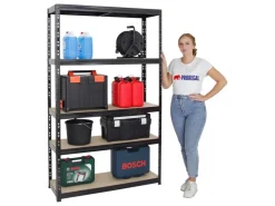 PROREGAL Schwerlastregal Giant Tiger HxBxT 200 x 120 x 40 cm Fachlast 265 kg 5-Ebenen Schwarz