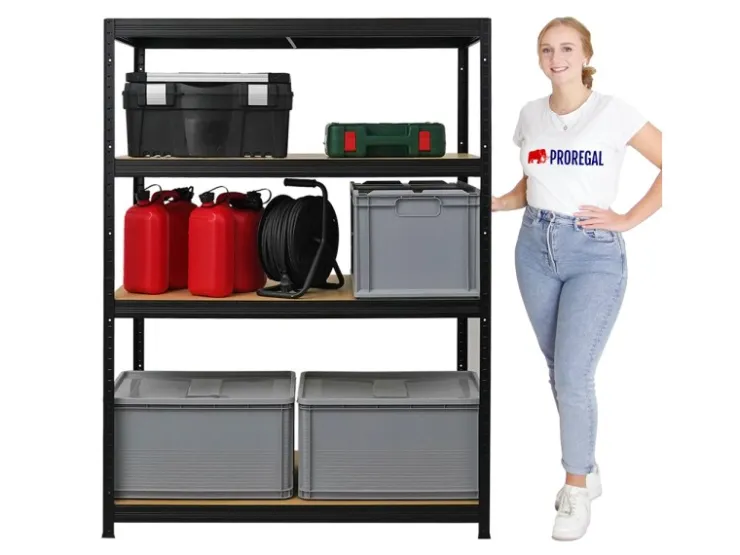 PROREGAL Schwerlastregal Big Elephant HxBxT 160 x 120 x 60 cm Fachlast 200kg Schwarz* Schwerlastregal