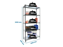 PROREGAL Schwerlastregal Big Metal Shark HxBxT 200 x 100 x 50 cm Fachlast 180 kg Anthrazit-Verzinkt* Kellerregale|Schwerlastregal