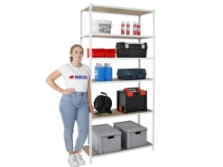 PROREGAL Schwerlastregal Giant Muli HxBxT 250 x 80 x 40 cm 6 Fachböden Fachlast 150 kg Weiß