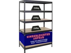 PROREGAL Schwerlastregal Rivet HxBxT 180 x 120 x 60 cm Fachlast 250 kg Innovatives Stecksystem