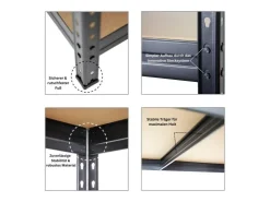 PROREGAL Schwerlastregal Rivet HxBxT 180 x 120 x 60 cm Fachlast 250 kg Innovatives Stecksystem
