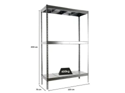 PROREGAL Schwerlastregal Big Metal Yeti Three HxBxT 200 x 120 x 75 cm Fachlast 400 kg Verzinkt* Metallregale