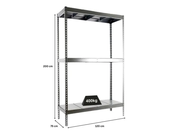 PROREGAL Schwerlastregal Big Metal Yeti Three HxBxT 200 x 120 x 75 cm Fachlast 400 kg Verzinkt* Metallregale