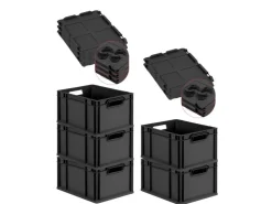 PROREGAL SparSet 5x Eurobox Nextgen Grip Mit Auflagedeckel Und en Verschlüssen HxBxT 22x30x40cm 20 Liter Griffe Offen