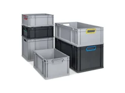 PROREGAL SparSet 5x Eurobox Nextgen Grip Mit Auflagedeckel Und en Verschlüssen HxBxT 22x30x40cm 20 Liter Griffe Offen