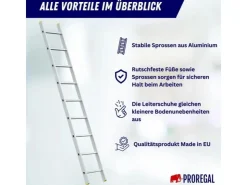 PROREGAL Sprossen-Anlegeleiter Economy Plus Ohne Traverse 9 Sprossen Arbeitshöhe 3,46 m Traglast 150 kg* Klapptritte