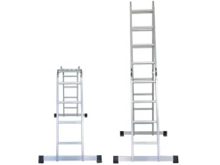 PROREGAL Sprossen-Mehrzweckleiter MULTISTEP mit Gerüstplattform Aluminium 4x4 Sprossen bis zu 4,6 m Höhe Traglast 150kg