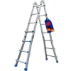 PROREGAL Sprossen-Mehrzweckleiter APOLLO 3-In-1 Aluminiumleiter 4x4 Sprossen Bis Zu 4 M Höhe 150 kg Traglast Silber Klappleiter Stehleiter* Klapptritte