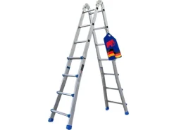 PROREGAL Sprossen-Mehrzweckleiter APOLLO 3-In-1 Aluminiumleiter 4x4 Sprossen Bis Zu 4 M Höhe 150 kg Traglast Silber Klappleiter Stehleiter* Klapptritte