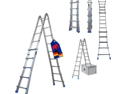 PROREGAL Sprossen-Mehrzweckleiter APOLLO 3-In-1 Aluminiumleiter 4x5 Sprossen Bis Zu 5 M Höhe 150 kg Traglast Klappleiter Stehleiter* Leitern|Klapptritte