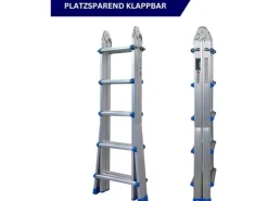 PROREGAL Sprossen-Mehrzweckleiter APOLLO 3-In-1 Aluminiumleiter 4x5 Sprossen Bis Zu 5 M Höhe 150 kg Traglast Klappleiter Stehleiter* Leitern|Klapptritte