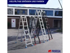 PROREGAL Sprossen-Mehrzweckleiter APOLLO 3-In-1 Aluminiumleiter 4x5 Sprossen Bis Zu 5 M Höhe 150 kg Traglast Klappleiter Stehleiter* Leitern|Klapptritte