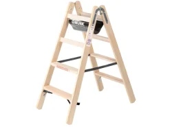 PROREGAL Stufen-Stehleiter Holz Beidseitig Begehbar 2 x 4 Stufen* Klapptritte