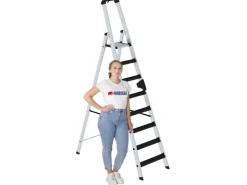 PROREGAL Stufen-Stehleiter Einseitig Begehbar mit Clip-Step Relax 9 Stufen* Klapptritte