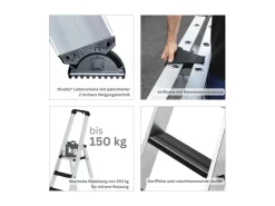 PROREGAL Stufen-Stehleiter Einseitig Begehbar mit Clip-Step Relax 9 Stufen* Klapptritte