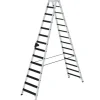PROREGAL Stufen-Stehleiter Beidseitig Begehbar mit Clip-Step Relax 2 x 14 Stufen* Klapptritte
