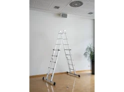 PROREGAL Teleskopleiter 4-Teilig mit Traverse 4 x 6 Sprossen* Klapptritte