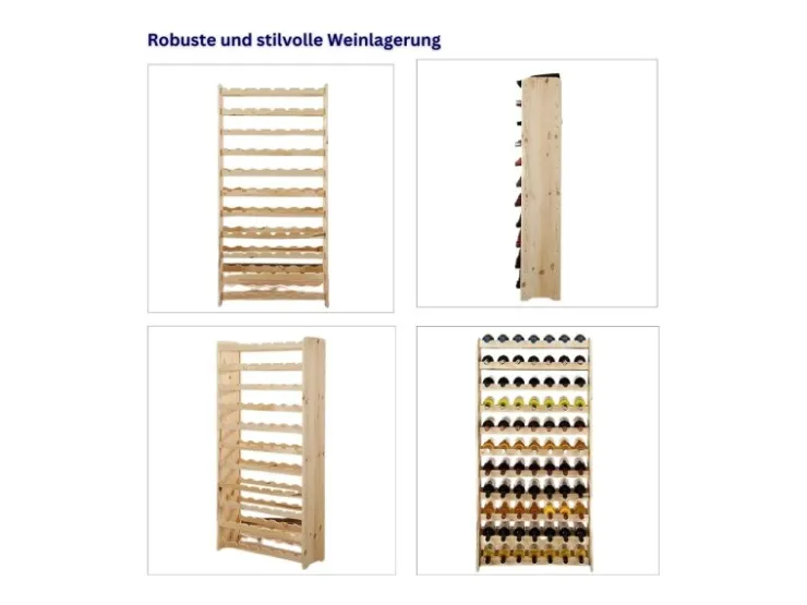 PROREGAL Weinregal Pinotwine C HxBxT 138,4 x 72,8 x 26,5 cm 77 Flaschen Massives Kiefernholz Geölt