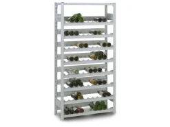 PROREGAL Weinregal Stecksystem T-Profil Grundregal HxBxT 200 x 130 x 30 cm Fachlast 35 kg 8 Ebenen Für 200 Flaschen Lichtgrau