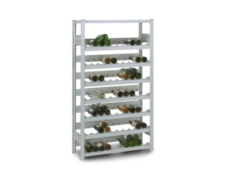 PROREGAL Weinregal Stecksystem T-Profil Grundregal HxBxT 175 x 100 x 30 cm Fachlast 35 kg 7 Ebenene Für 133 Flaschen Lichtgrau