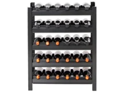 PROREGAL Weinregal Toskana HxBxT 75 x 60 x 30 cm 30 Flaschen Auf 5 Ebenen Schwarz Wein Metallregal Weinständer Flaschenständer* Metallregale|Regale Schwarz