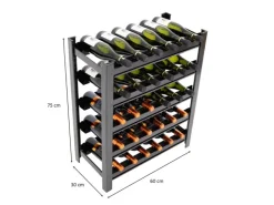 PROREGAL Weinregal Toskana HxBxT 75 x 60 x 30 cm 30 Flaschen Auf 5 Ebenen Schwarz Wein Metallregal Weinständer Flaschenständer* Metallregale|Regale Schwarz