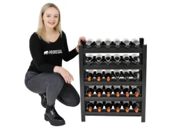 PROREGAL Weinregal Toskana HxBxT 75 x 60 x 30 cm 30 Flaschen Auf 5 Ebenen Schwarz Wein Metallregal Weinständer Flaschenständer* Metallregale|Regale Schwarz