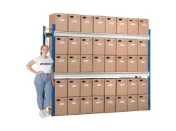 PROREGAL Weitspannregal Maximus Pro Grundregal HxBxT 250 x 200 x 50 cm 2 Ebenen Spanplatten Fachboden Fachlast 690 kg Lichtblau & Lichtgrau* Büroregale
