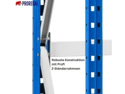 PROREGAL Weitspannregal Maximus Pro Grundregal HxBxT 450 x 250 x 100 cm 6 Ebenen Spanplatten Fachboden Fachlast 530 kg Lichtblau & Lichtgrau