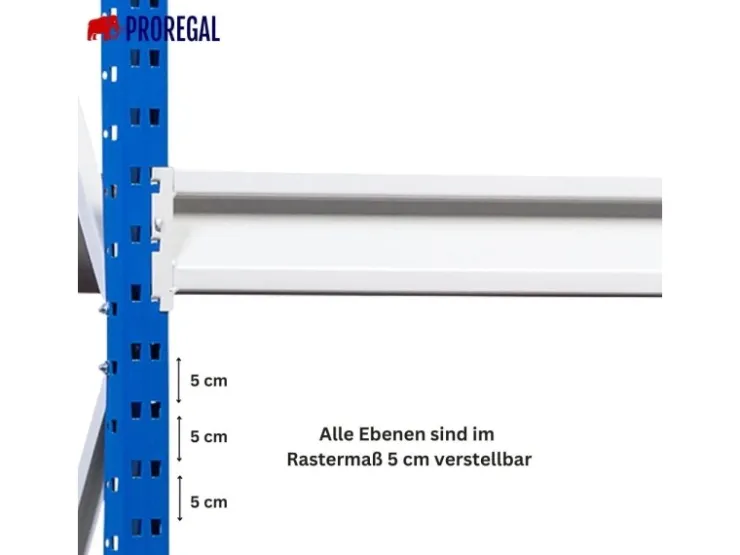 PROREGAL Weitspannregal Maximus Pro Grundregal HxBxT 250 x 260 x 50 cm 2 Ebenen Spanplatten Fachboden Fachlast 490 kg Lichtblau & Lichtgrau