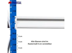 PROREGAL Weitspannregal Maximus Pro Grundregal HxBxT 400 x 250 x 120 cm 4 Ebenen Spanplatten Fachboden Fachlast 530 kg Lichtblau & Lichtgrau