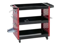 PROREGAL Werkzeugwagen HxBxT 73x90x35cm Rollwagen Werkstattwagen Rollen Handgriff 3 Ladeflächen Lochraster Stahl* Aufbewahrung