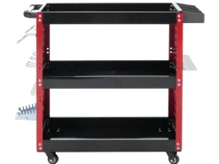 PROREGAL Werkzeugwagen HxBxT 73x90x35cm Rollwagen Werkstattwagen Rollen Handgriff 3 Ladeflächen Lochraster Stahl* Aufbewahrung