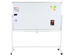 PROREGAL Whiteboard HxBxT 186x186x56 cm Mobil Rollbar Inkl. Zubehör Magnettafel Memoboard Pinnwand
