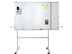 PROREGAL Whiteboard HxBxT 167x186x57 cm Mobil Rollbar Inkl. Zubehör Mit Ausziehbarer Tafel Magnettafel Memoboard Pinnwand* Pinnwände