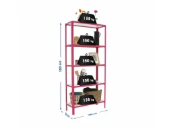 PROREGAL Wohnregal Living Koala Wood mit 5 Fachböden HxBxT 180 x 100 x 30 cm Fachlast 150 kg Rosa/Weiß* Büroregale