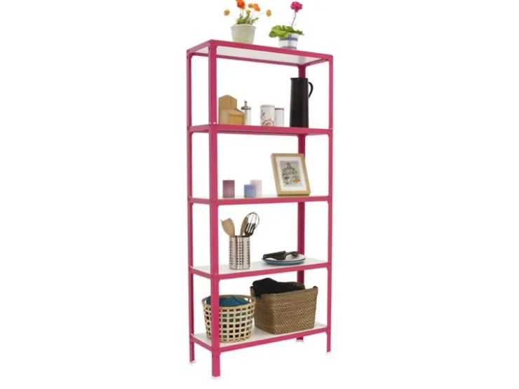 PROREGAL Wohnregal Living Koala Wood mit 5 Fachböden HxBxT 180 x 100 x 30 cm Fachlast 150 kg Rosa/Weiß* Büroregale